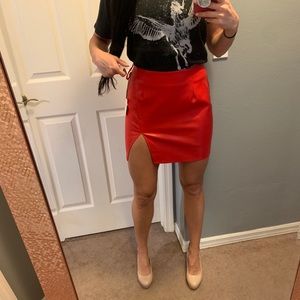 Superdown red Faux Leather Skirt. NWT